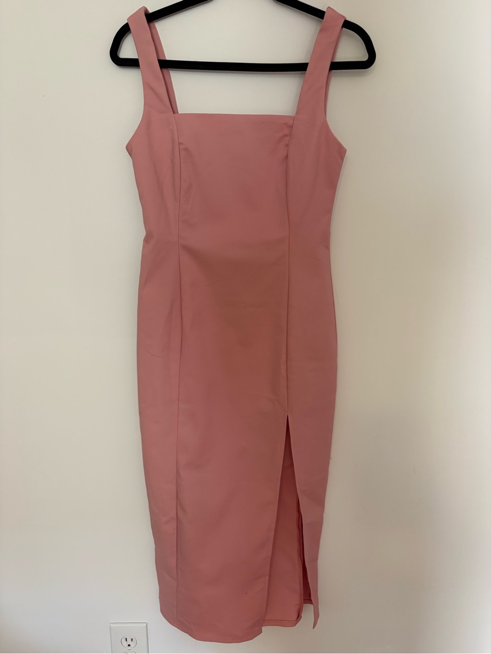 Hello Molly Chic Square Neck Midi Dress in Dusty Pink Musk Size Medium 6 NWT